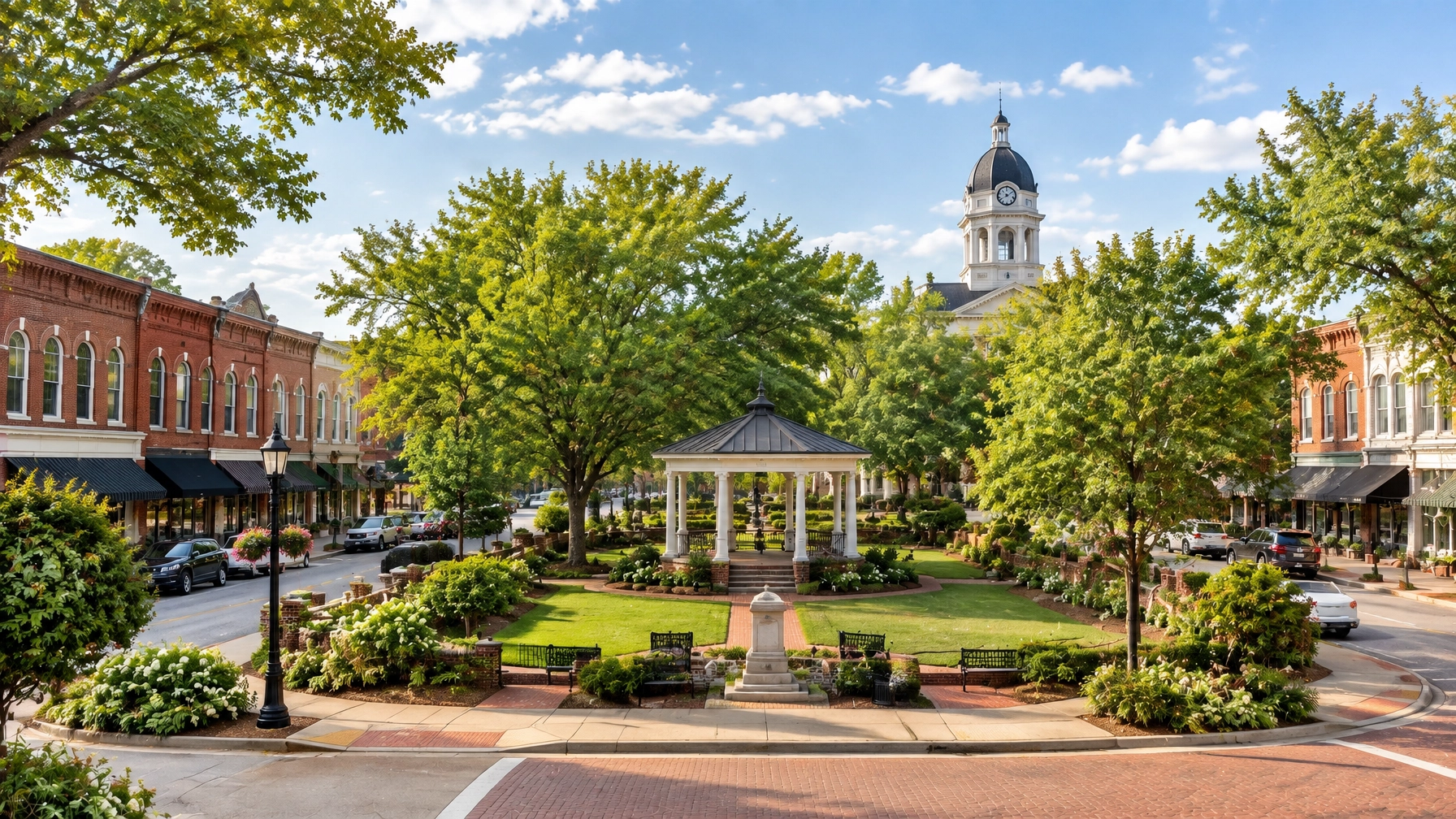 Gazebo and courthouse dome in town square Gazebo and courthouse dome in town square