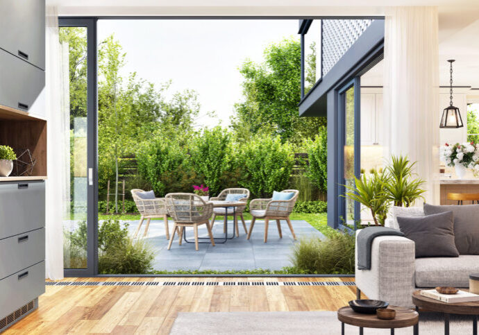 Beautiful courtyard with garden furniture