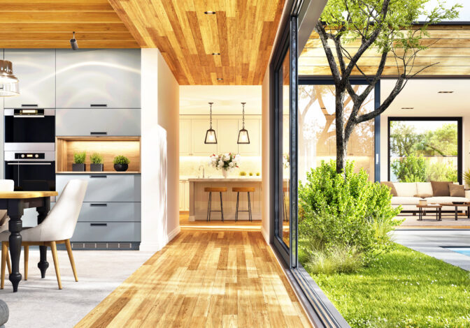 Modern interior with swimming pool